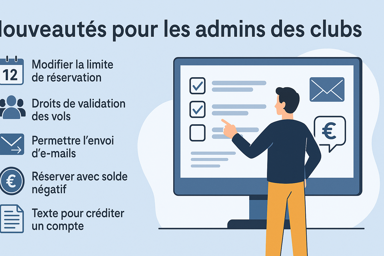 Nouveautés pour les admins de clubs