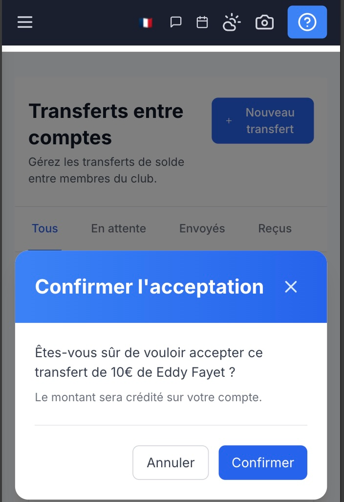 Nouvelle fonctionnalité : Transferts de solde entre membres